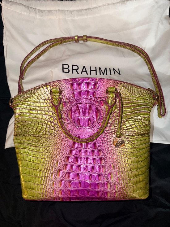 Brahmin Handbags - RARE Brahmin Large Duxbury Satchel in Limeade Ombre Melbourne Leather
